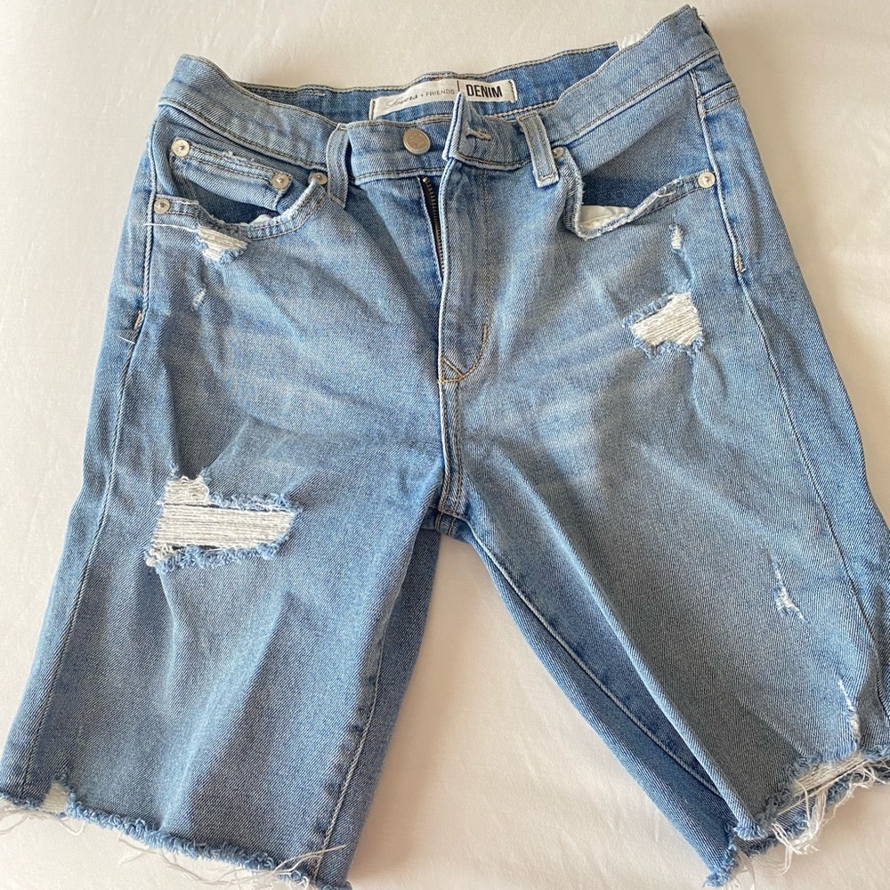 High rise denim shorts